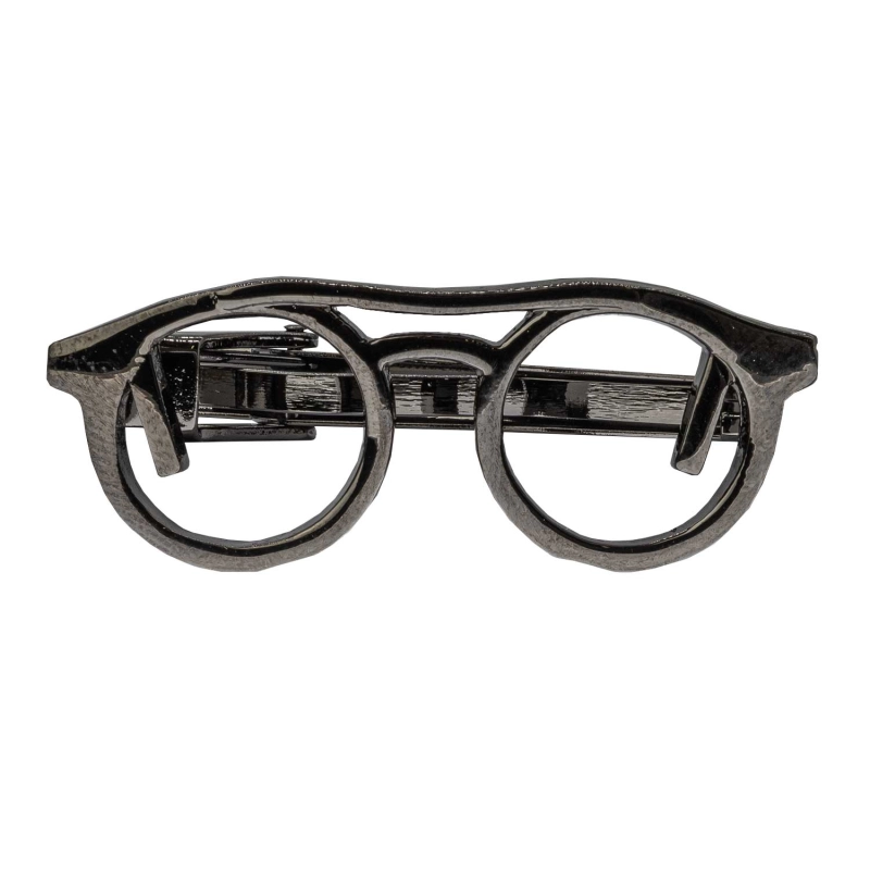 Spinka do krawata ciemnosrebrna okulary 4,5cm