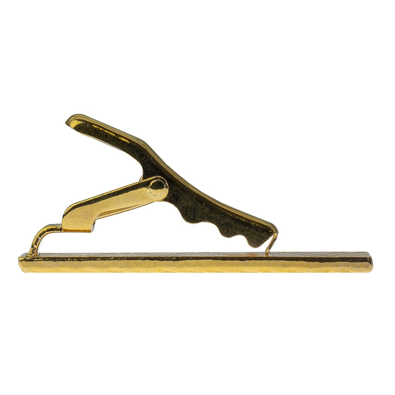 Spinka do krawata złota klasyczna / elegancka w prążek 4cm