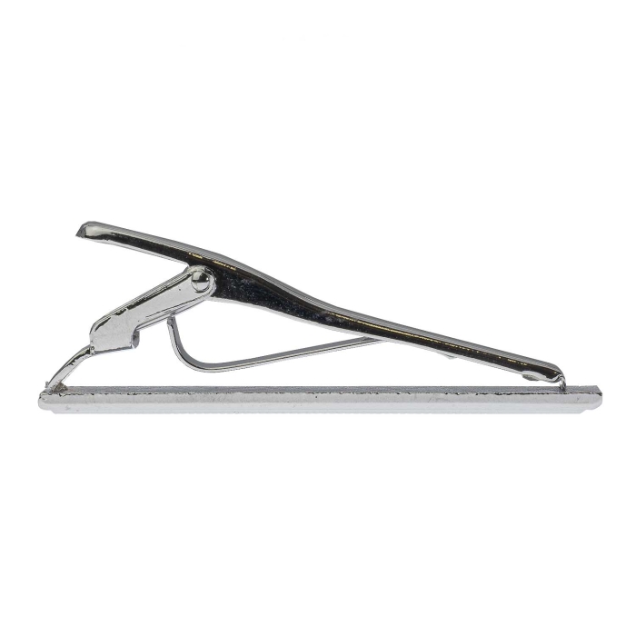 Spinka do krawata srebrna klasyczna / elegancka gładka z prążkiem 5cm EM