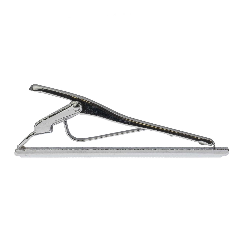 Spinka do krawata srebrna klasyczna / elegancka gładka z prążkiem 5cm EM