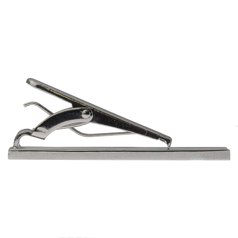 Spinka do krawata srebrna elegancka z paskami 4,5cm