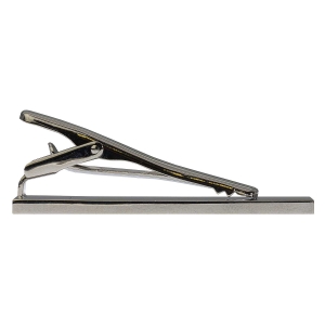 Spinka do krawata srebro-czarna elegancka w mikrowzór 5,5cm