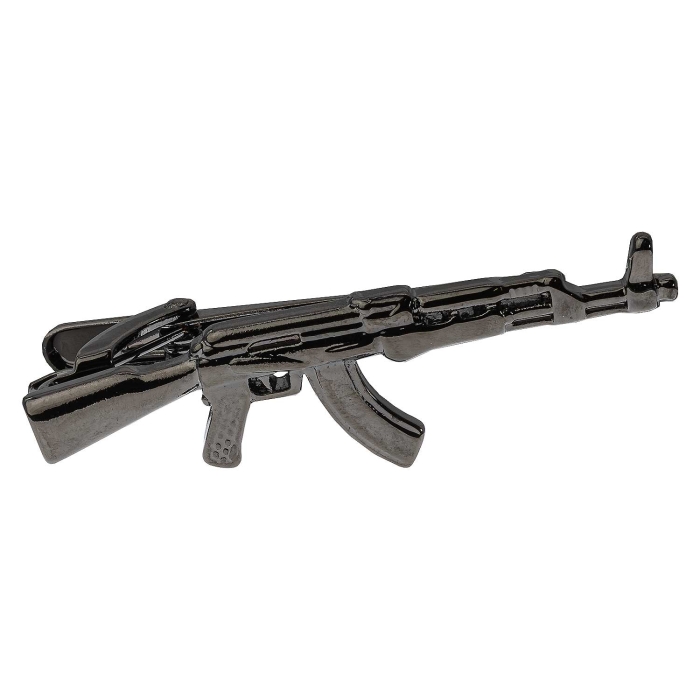 Spinka do krawata ciemnosrebrna pistolet / broń / wiatrówka 5cm