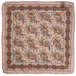 Poszetka jedwabna klasyczna łososiowa w paisley EM PREMIUM
