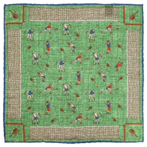 Poszetka jedwabna zielona sportowa - tenisiści / tenis / rakieta EM PREMIUM