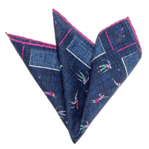 Poszetka jedwabna granatowa sportowa - tenisiści / tenis / rakieta EM PREMIUM