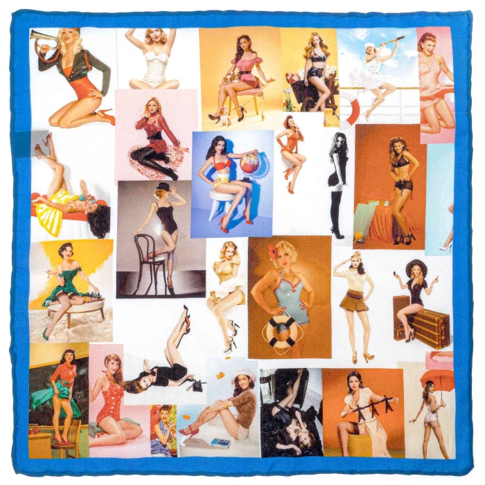 Poszetka jedwabna kolorowa elegancka w kobiety - pin-up girl - burleska - EM PREMIUM