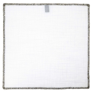 Poszetka lniana biała obszyta ręcznie z błyszczącą czarno złotą obwódką EM K18