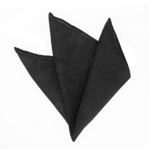 Poszetka lniana czarna obszyta ręcznie EM