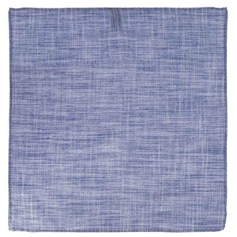 Poszetka lniana niebieska melanżowa obszyta ręcznie EM