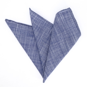 Poszetka lniana niebieska melanżowa obszyta ręcznie EM