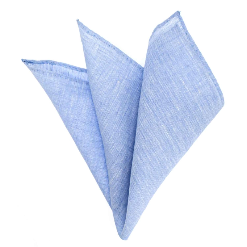 Poszetka lniana błękitna melanżowa obszyta ręcznie EM