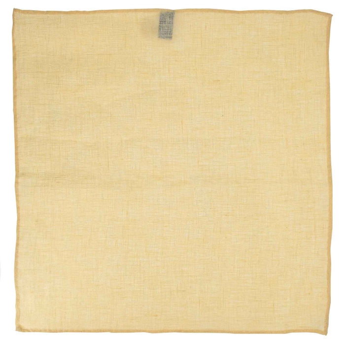 Poszetka lniana żółty - masełkowy obszyta ręcznie EM