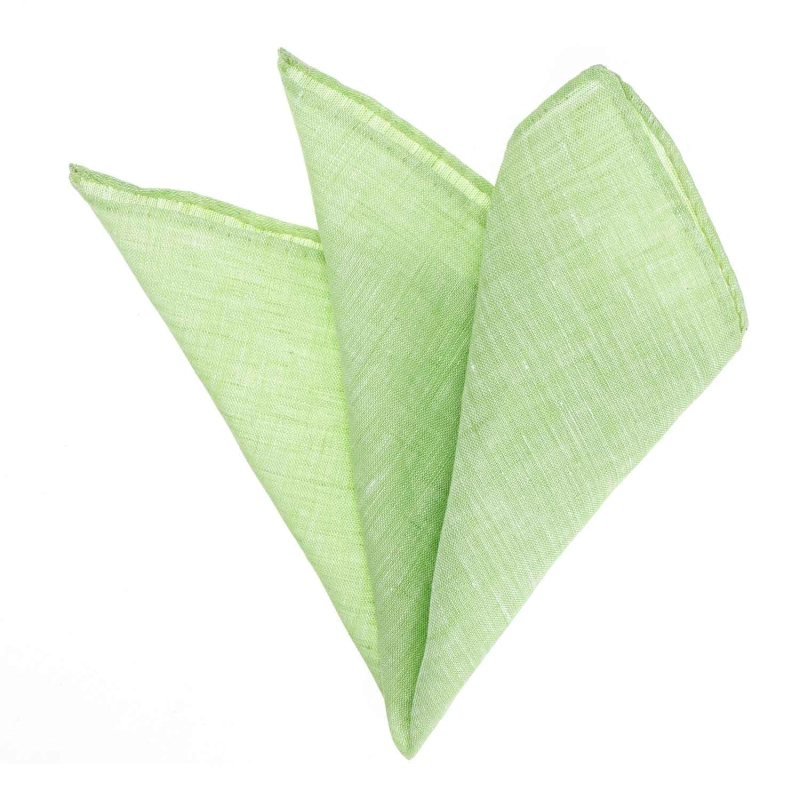 Poszetka lniana zielona obszyta ręcznie EM