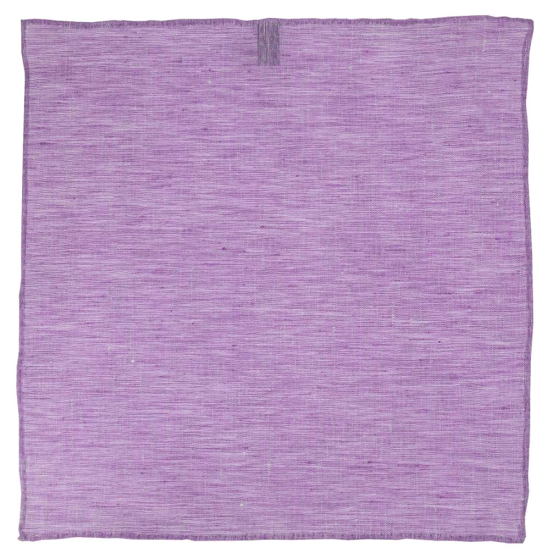 Poszetka lniana fioletowa - lawendowa obszyta ręcznie EM