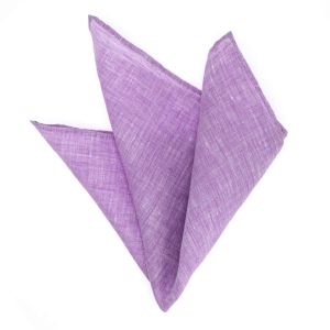 Poszetka lniana fioletowa - lawendowa obszyta ręcznie EM