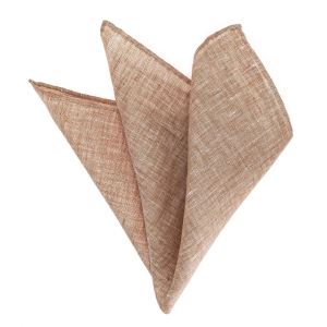 Poszetka lniana jasnobrązowa obszyta ręcznie EM