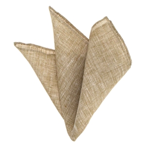 Poszetka lniana beżowa obszyta ręcznie EM