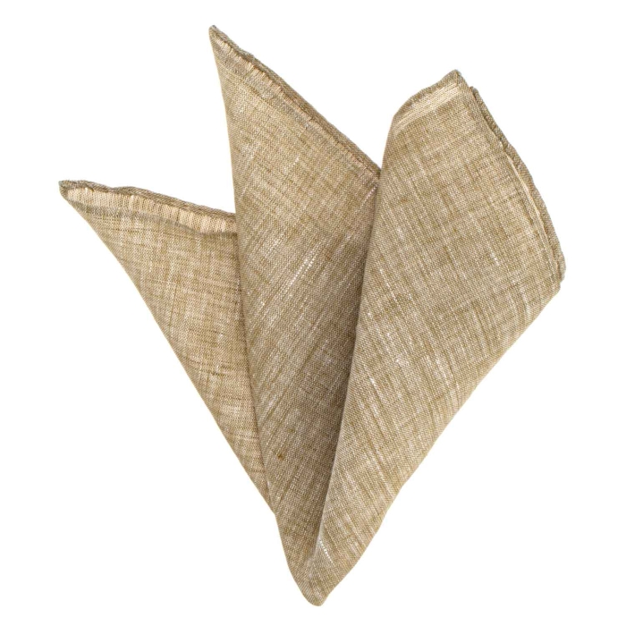 Poszetka lniana beżowa obszyta ręcznie EM