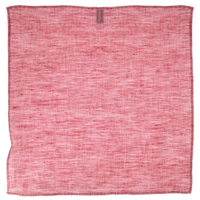 Poszetka lniana czerwony obszyta ręcznie EM