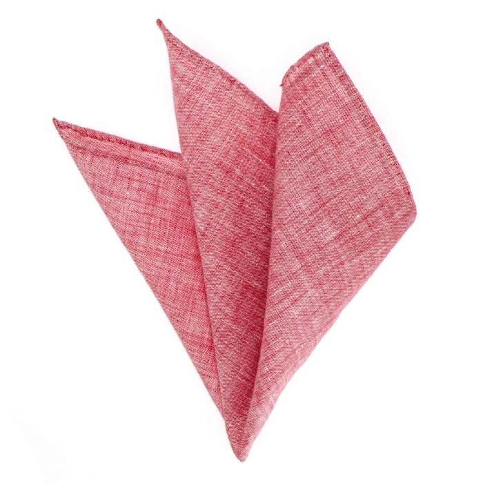 Poszetka lniana czerwony obszyta ręcznie EM