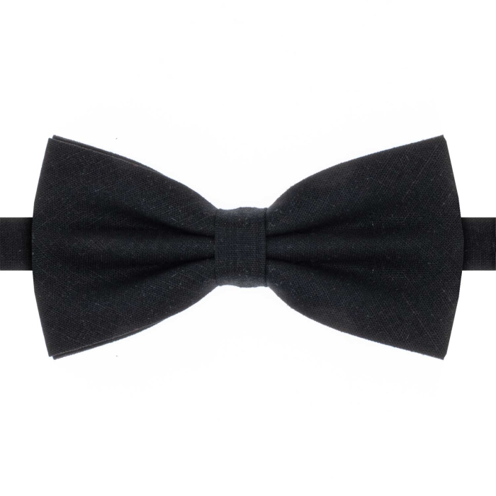 Mucha lniana czarna obszyta ręcznie gładka EM