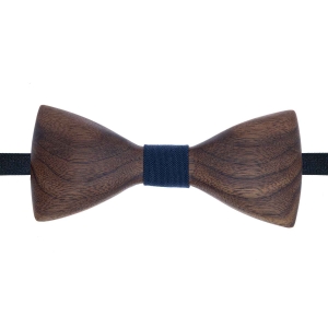 Mucha drewniana wypukła w stylu boho jasnobrązowa/granatowa