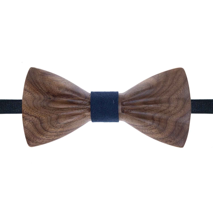 Mucha drewniana wypukła - falowana w stylu boho ciemnobrązowa/granatowa