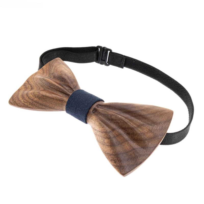 Mucha drewniana wypukła - falowana w stylu boho ciemnobrązowa/granatowa