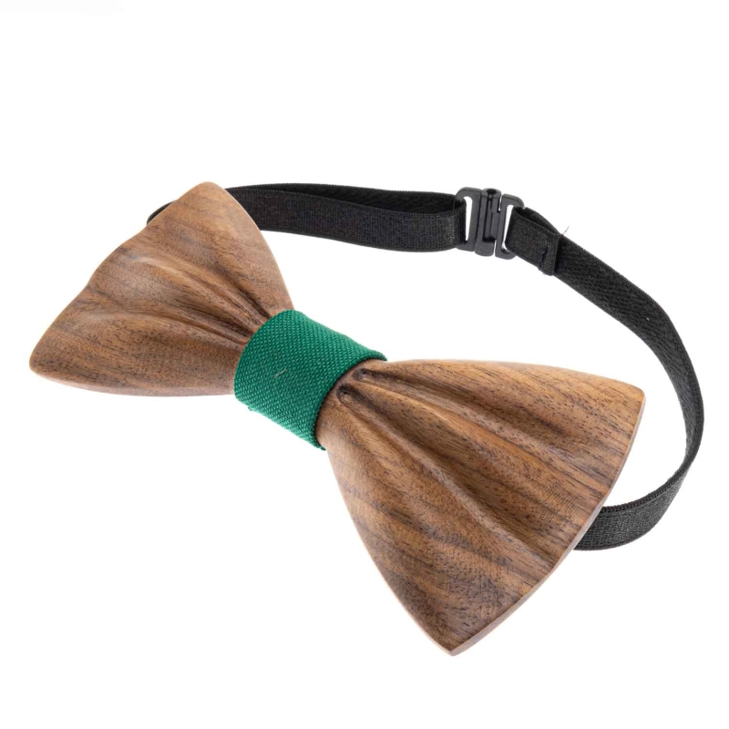 Mucha drewniana wypukła - falowana w stylu boho ciemnobrązowa/zielona