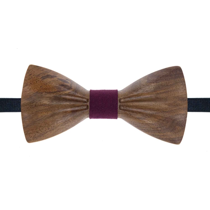 Mucha drewniana wypukła - falowana w stylu boho ciemnobrązowa/bordowa