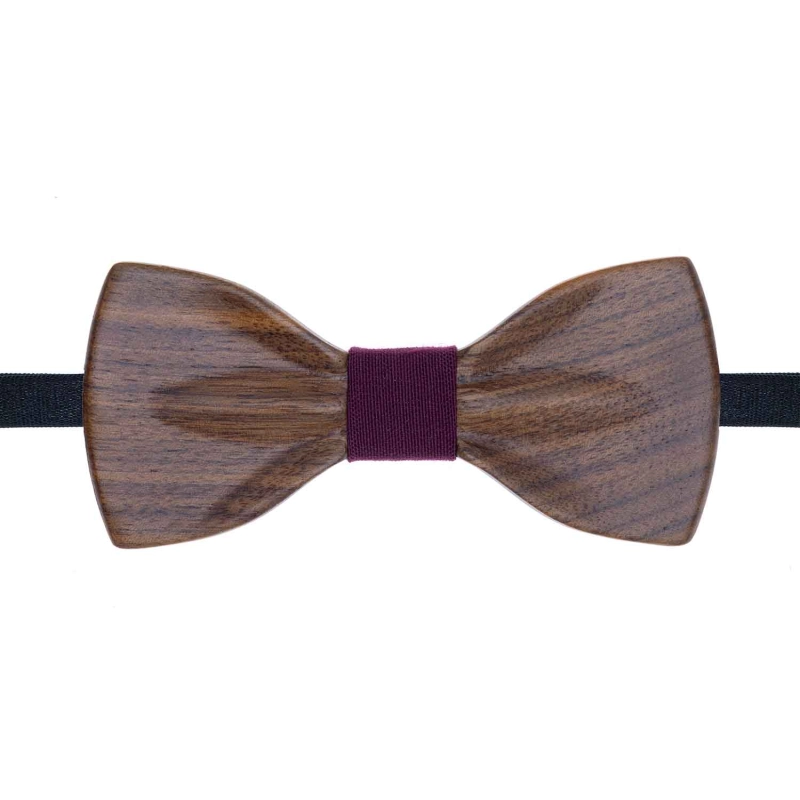 Mucha drewniana wypukła - klasyczna w stylu boho ciemnobrązowa/bordowa