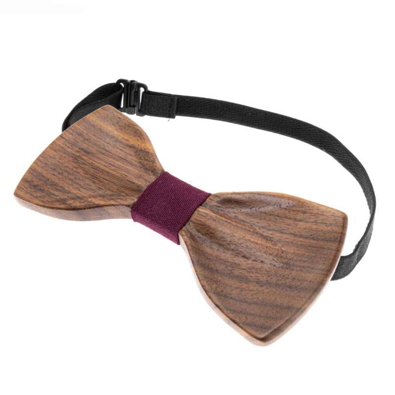 Mucha drewniana wypukła - klasyczna w stylu boho ciemnobrązowa/bordowa