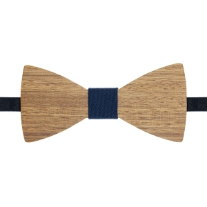 Mucha drewniana spłaszczona - klasyczna w stylu boho jasnobrązowa/granatowa