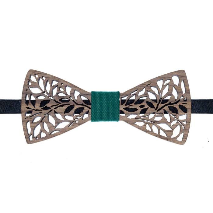 Mucha drewniana ażurowa w stylu boho ciemnobrązowa/zielona