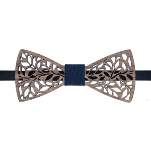 Mucha drewniana ażurowa w stylu boho ciemnobrązowa/granatowa