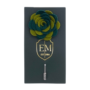 Szpilka do butonierki różyczka z filcu butelkowa zieleń - khaki EM