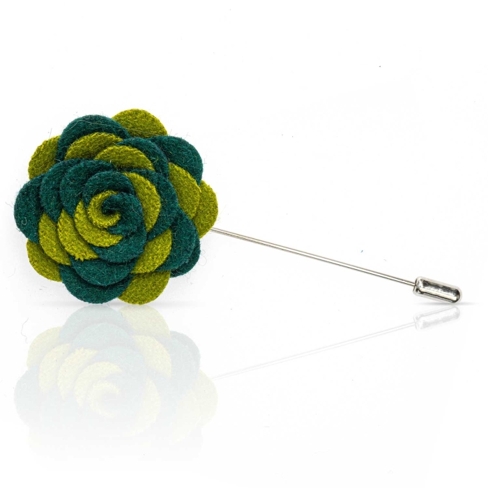 Szpilka do butonierki różyczka z filcu butelkowa zieleń - khaki EM