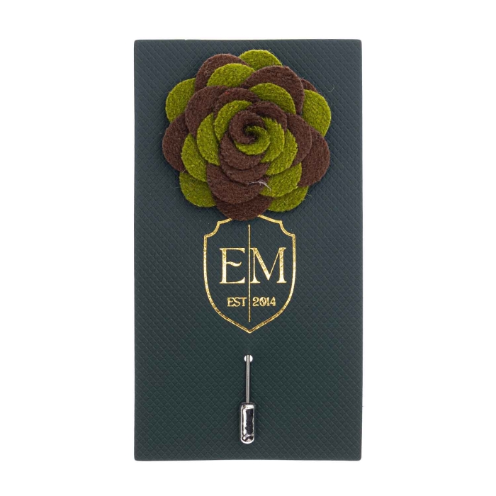 Szpilka do butonierki różyczka z filcu brązowa - khaki EM