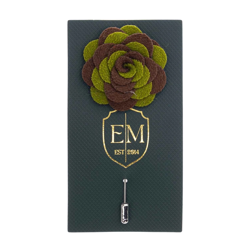 Szpilka do butonierki różyczka z filcu brązowa - khaki EM