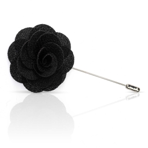 Szpilka do butonierki różyczka czarna EM