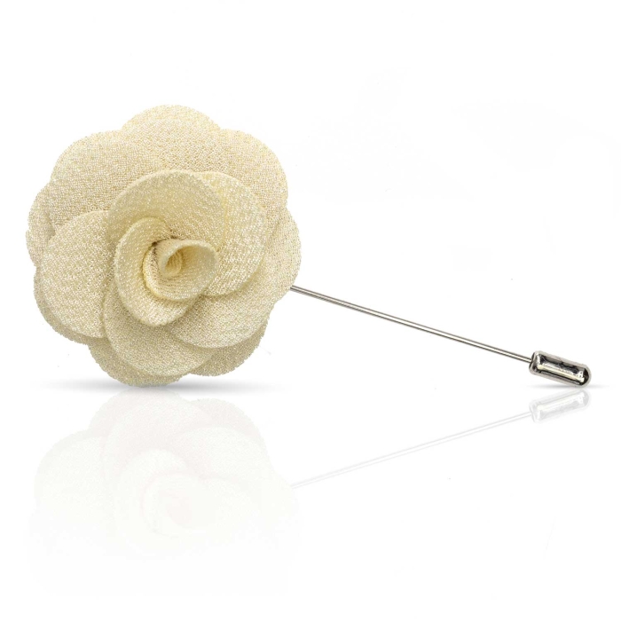 Szpilka do butonierki różyczka w kolorze ecru EM
