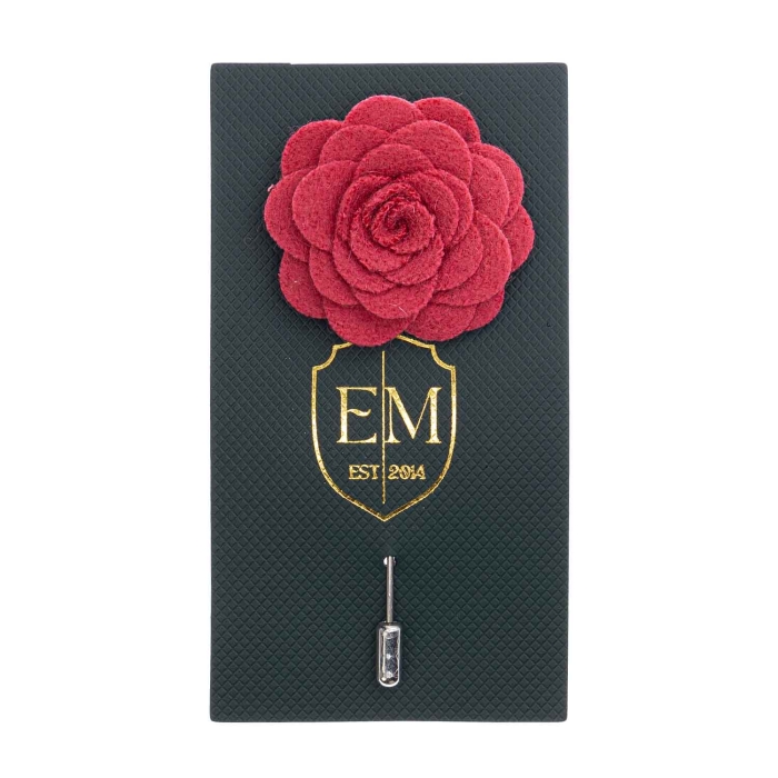 Szpilka do butonierki różyczka z filcu w kolorze malinowym EM