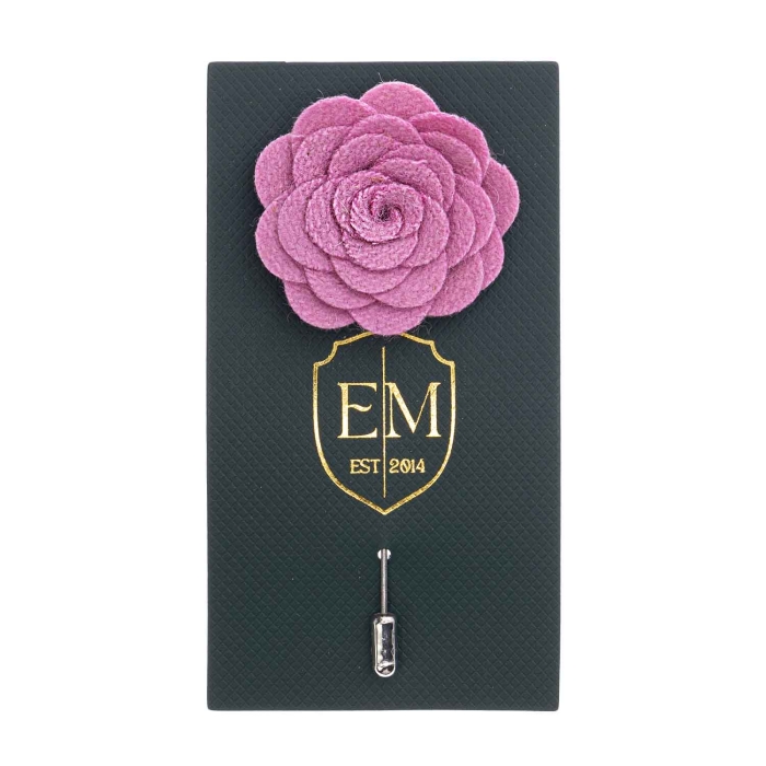 Szpilka do butonierki różyczka z filcu w kolorze lawendowym EM