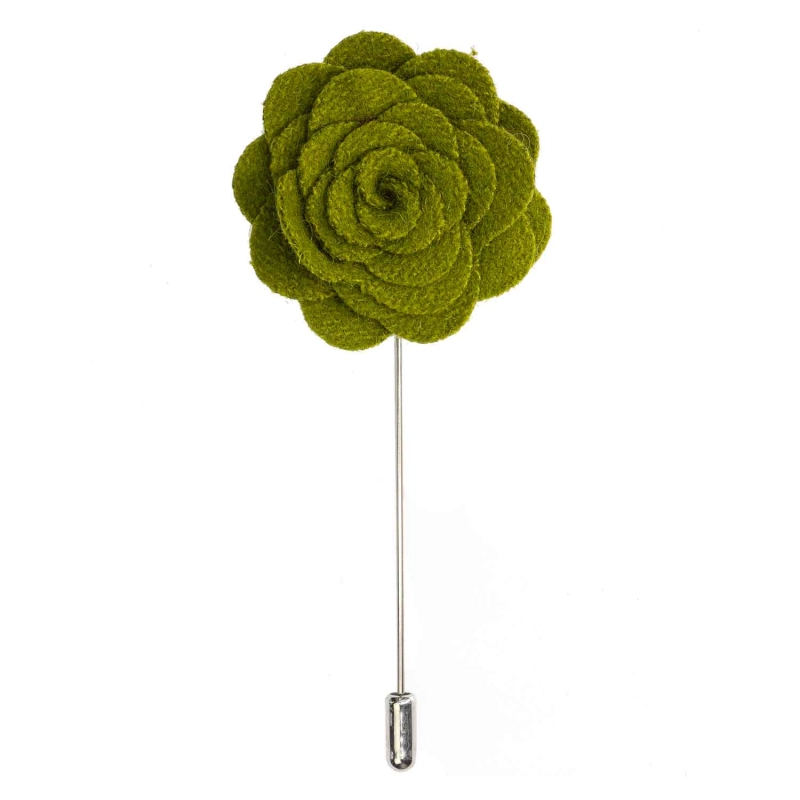 Szpilka do butonierki różyczka z filcu w kolorze khaki EM