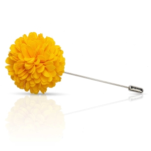 Szpilka do butonierki kwiat 3D żółty - kanarkowy EM