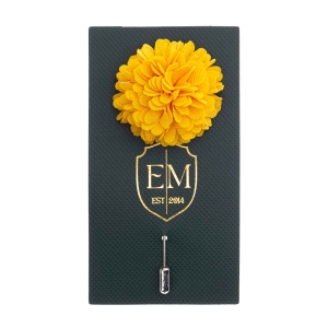 Szpilka do butonierki kwiat 3D żółty - kanarkowy EM