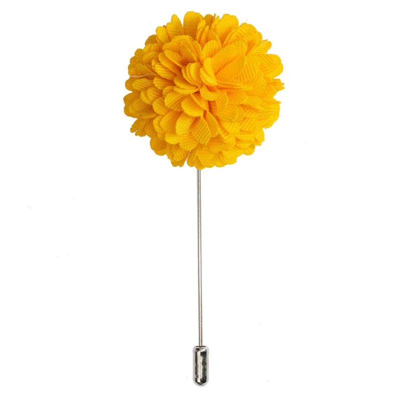 Szpilka do butonierki kwiat 3D żółty - kanarkowy EM