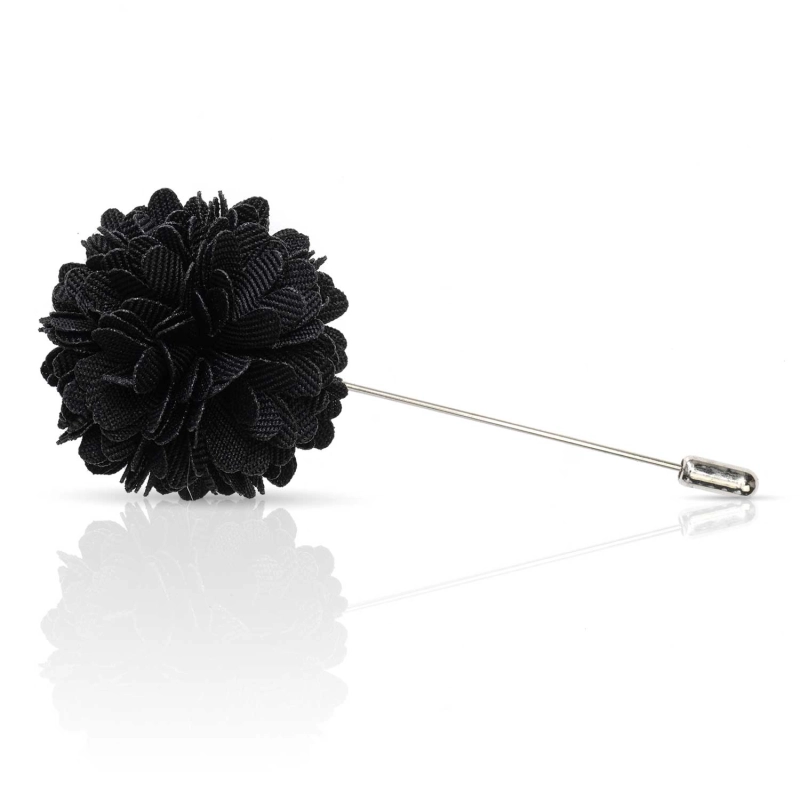 Szpilka do butonierki kwiat 3D czarna EM