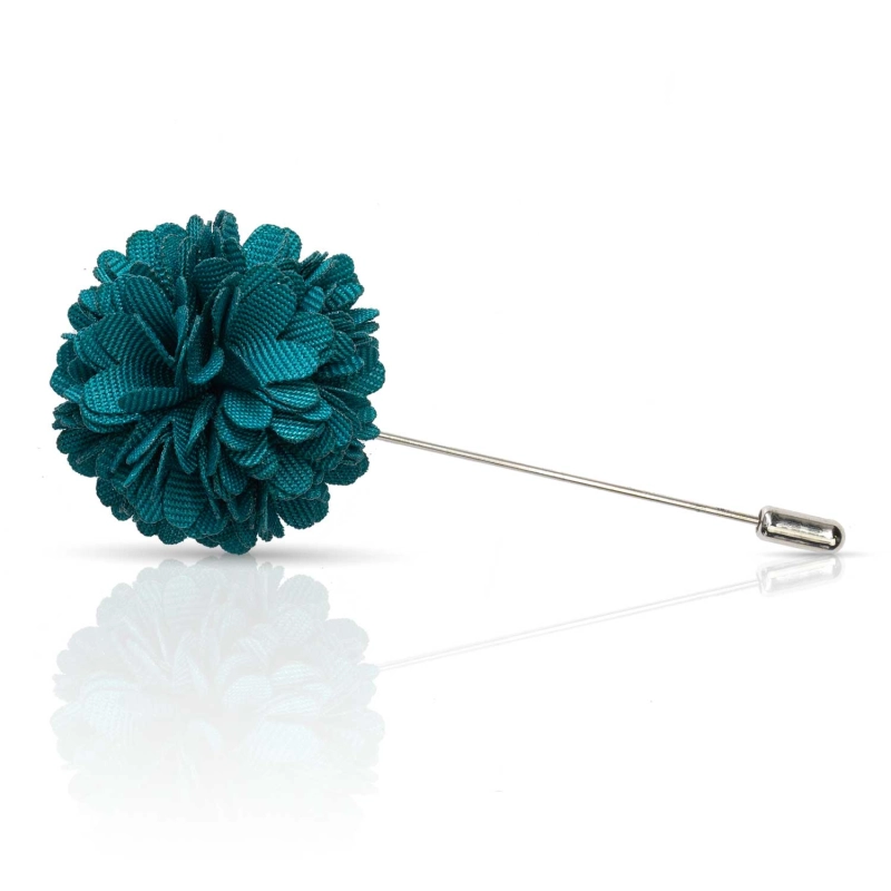 Szpilka do butonierki kwiat 3D butelkowa zieleń EM